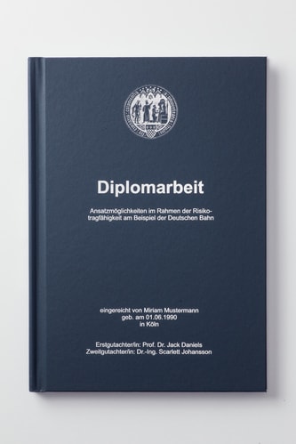 Hardcover Bindung  Hardcover blau mit Foliendruck silber
