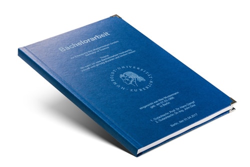 Hardcover Bindung  Hardcover blau mit Lasergravur
