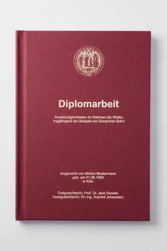 Hardcover Bindung  Hardcover rot mit Foliendruck gold